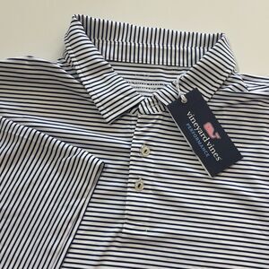 Vineyard Vines Performance Sankaty Golf Polo Blue Bradley Stripe Men's XXL NEW